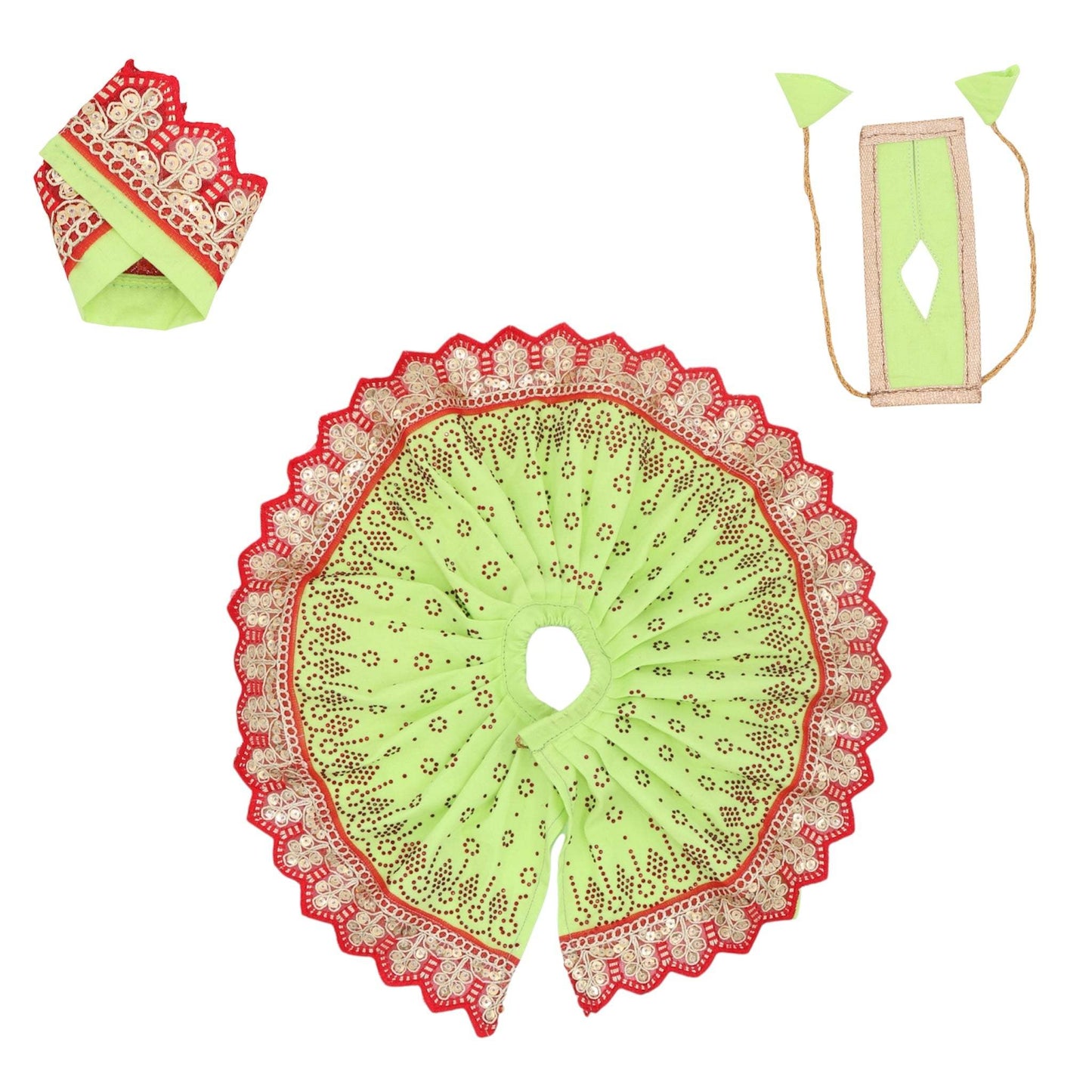 Hari Gaurav Vastra - Green Red Cotton Poshak