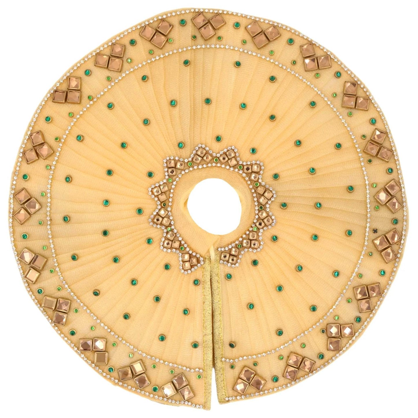 Kanika Swarn – Emerald Glow Poshak for Kanha Ji