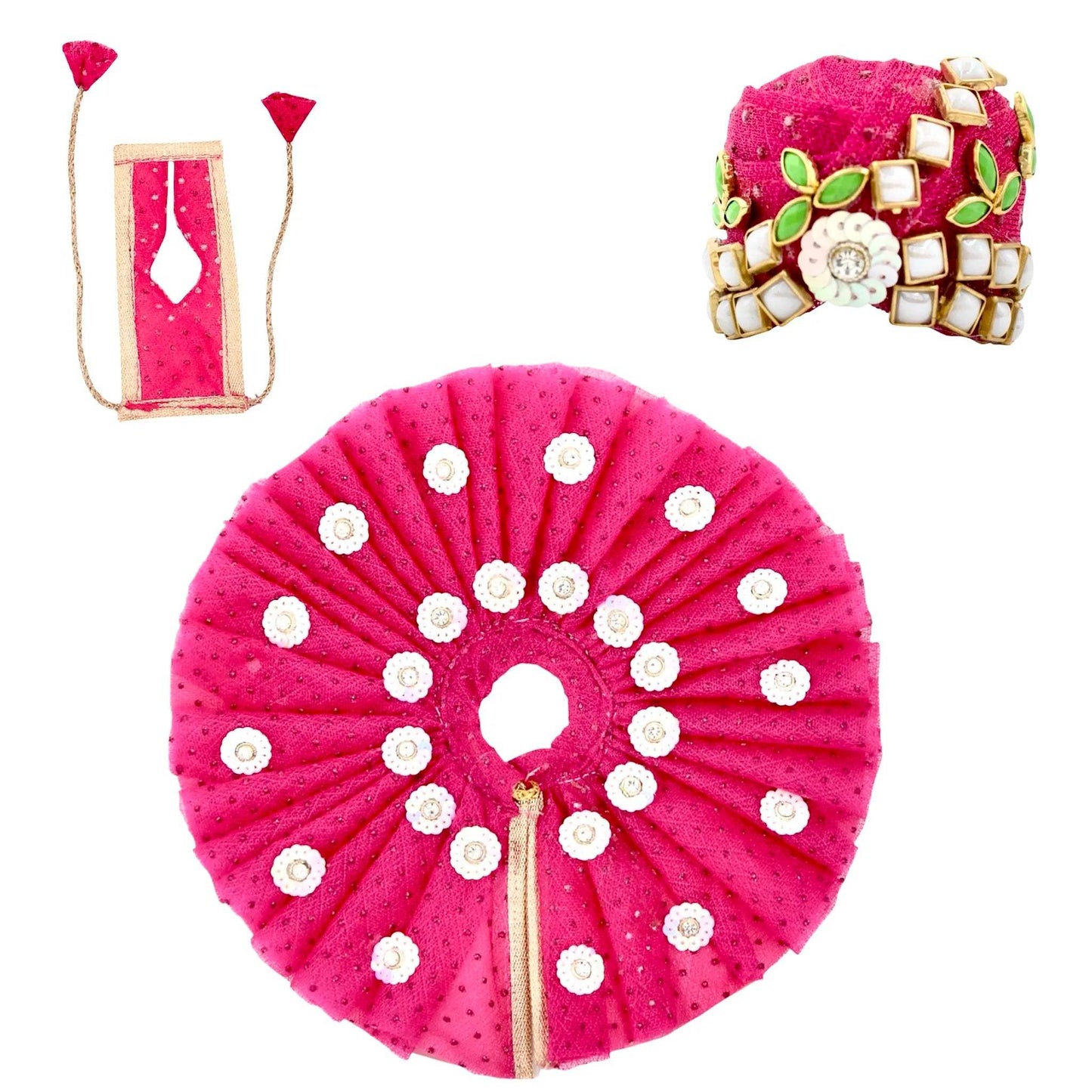 Gulaab Meher – Rani Pink kundan poshak with pagdi for Laddu Gopal Ji by Maakhan Chor