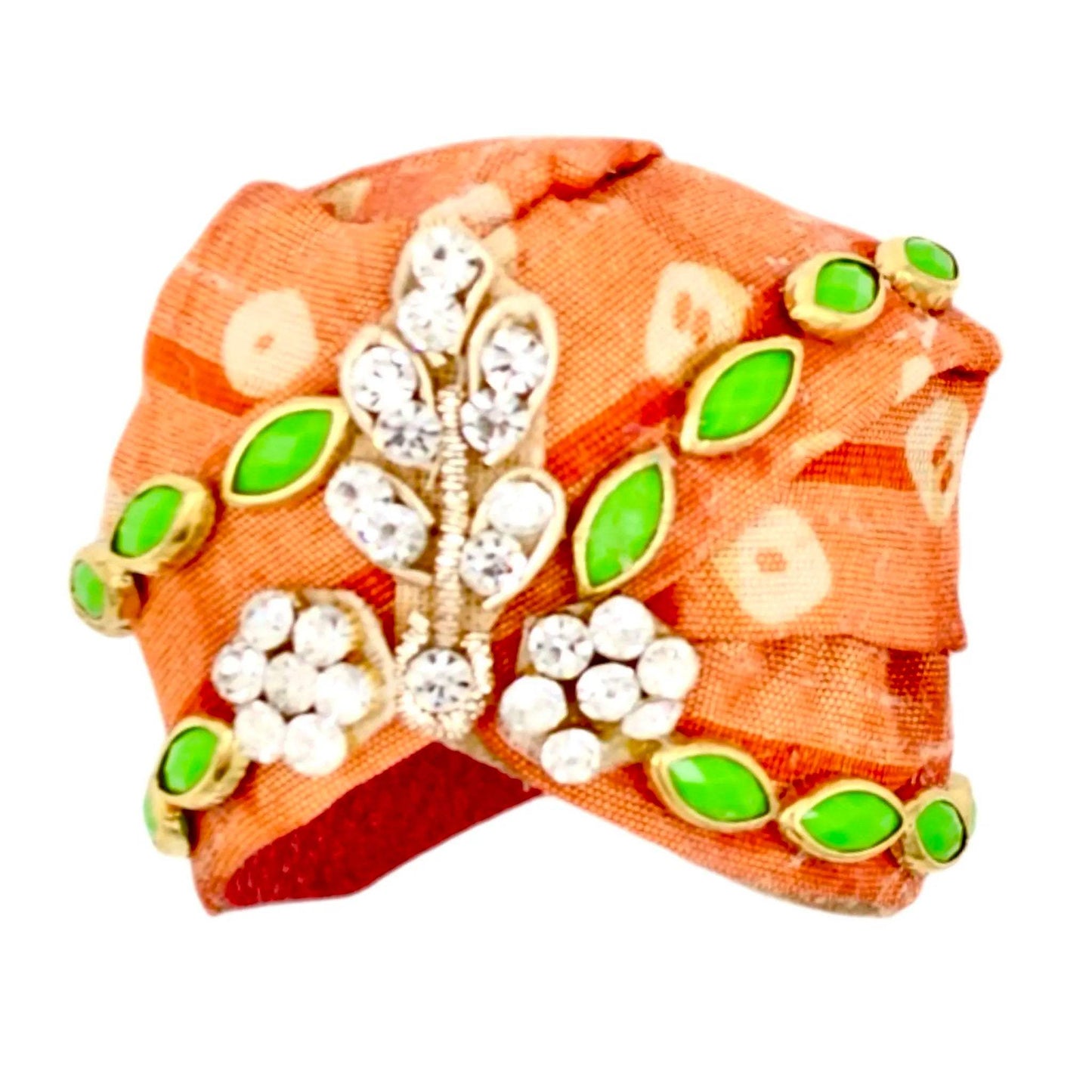 Rajasthani cotton dress with jarkan pagdi for Laddu Gopal Ji in peach-orange with lace border and floral hand-block print – Maakhan Chor